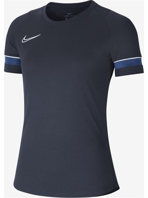 Nike W Academy 21 Kadın Tişört  CV2627-453 Lacivert Rahat Kesim Günlük Kullanım için Uygun