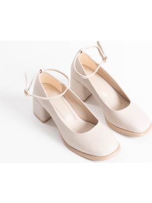 Zerenyus Bremen Premium Bej Kadın Topuklu Ayakkabı 7 cm