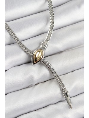 İlanib Ticaret Pirinç Asansörlü Yılan Model Gümüş Renk Kadın Kolye