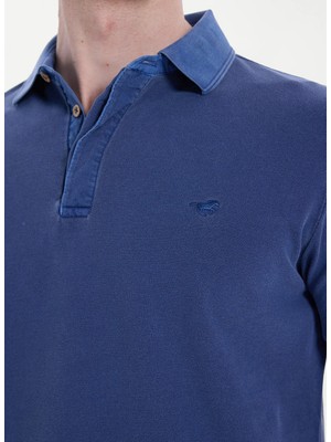 Mustang Lacivert Erkek Relaxed Yıkamalı Polo T-Shirt M6SM-TST1326