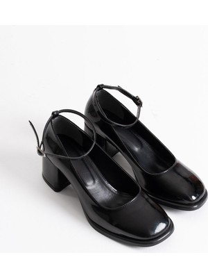 Zerenyus Bremen Premium Siyah Rugan Kadın Topuklu Ayakkabı 7 cm