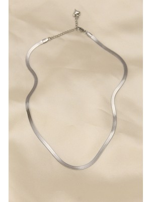 İlanib Ticaret 316L Çelik Silver Renk 45 cm Italyan Zincir Model Kadın Kolye