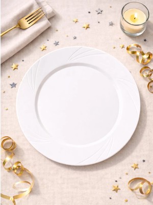 Parti Adresi Lüks Plastik Mika Tabak 6'lı 26 cm Beyaz