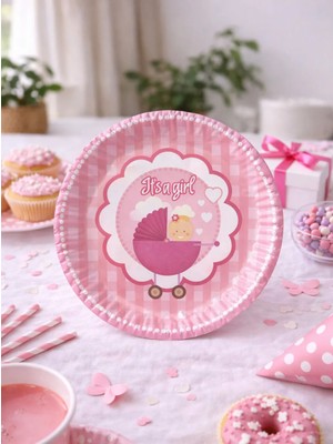 Parti Adresi Karton Tabak Kız Bebek 23 cm 8'li
