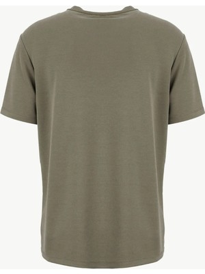 Mustang Koyu Haki Erkek Relaxed Baskılı T-Shirt M6SM-TST1388