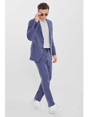 Altınyıldız Classics Slim Fit Mono Yaka Beli Bağlamalı Torba Cepli Esnek Takım Elbise