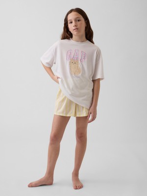 Gap Kız Çocuk Sarı Recycled Poplin Pijama Boxer Şort