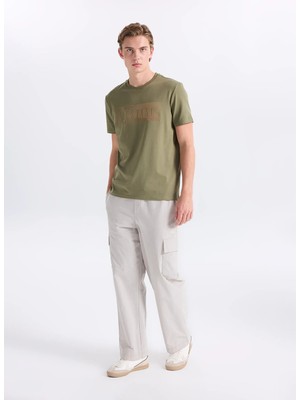 Mustang Koyu Haki Erkek Relaxed Baskılı T-Shirt M5SM-TST1287