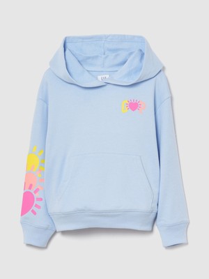 Gap Kız Çocuk Açık Mavi Relaxed Gap Logo Fransız Havlu Kumaş Sweatshirt