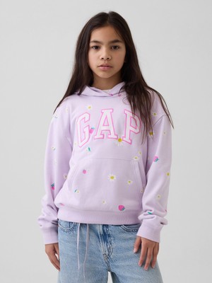 Gap Kız Çocuk Mor Relaxed Gap Logo Fransız Havlu Kumaş Sweatshirt