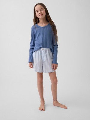 Gap Kız Çocuk Açık Mavi Recycled Poplin Pijama Boxer Şort