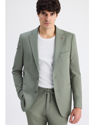 Twn Slim Fit Haki Armürlü Kumaş Ceket 6EC04BB01474M