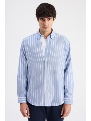 D'S Damat Ds Damat Comfort Lacivert Çizgili Gömlek 6HC02HD10304M