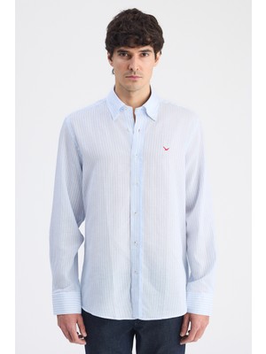 D'S Damat Ds Damat Comfort Mavi Çizgili Gömlek 6HC02G816304M