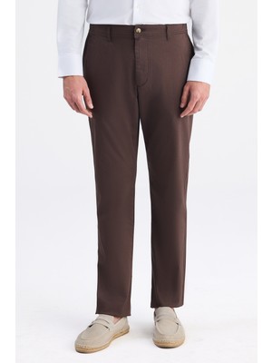 D'S Damat Ds Damat Relaxed Fit (Pilesiz) Kahverengi Gabardin Chino Pantolon 6HCC3I303777M