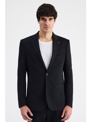 Twn Slim Fit Siyah Armürlü Kumaş Ceket 6EC04BB01474M