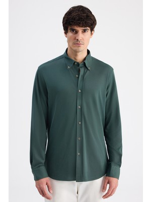 D'S Damat Ds Damat Comfort Zümrüt Yeşili Oxford Gömlek 6HC02G811304M