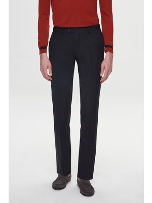 D'S Damat Ds Damat Regular Fit Koyu Lacivert Düz Travel Kumaş Pantolon 6HE03OB35320M