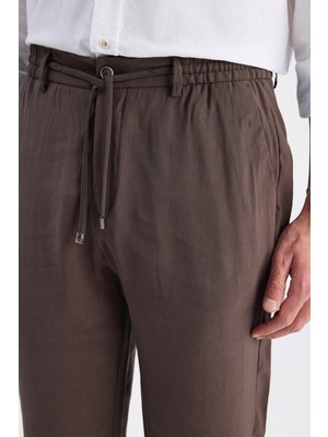 Twn Relaxed Fit (Pilesiz) Kahverengi Diyogonal Jogger Pantolon 6EC03I302342M