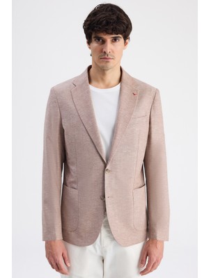 D'S Damat Ds Damat Slim Fit Gül Kurusu Düz Kumaş Ceket 6HF044700436M