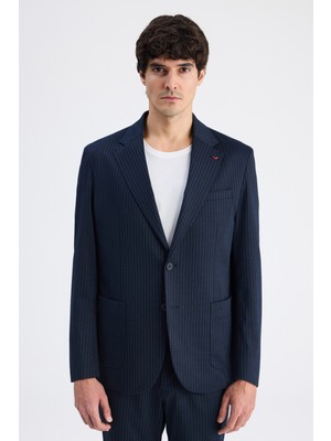 D'S Damat Ds Damat Comfort Fit Lacivert Çizgili Takim Elbise 6HC05S210604M