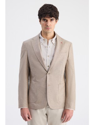 D'S Damat Ds Damat Slim Fit Vizon Düz Kumaş Ceket 6HF044700436M