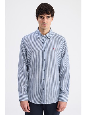 D'S Damat Ds Damat Comfort Lacivert Çizgili Gömlek 6HC02G816304M
