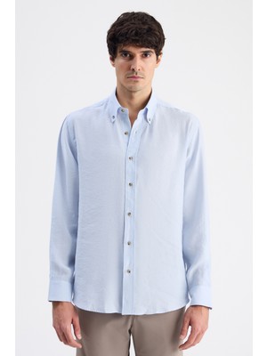 D'S Damat Ds Damat Comfort Açık Mavi Düz Gömlek 6HC020302304M