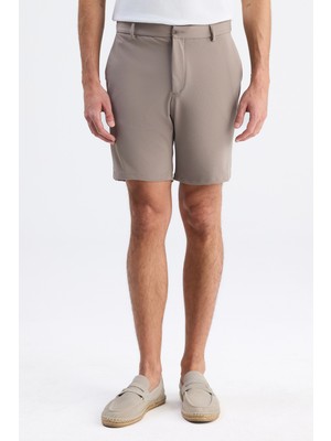 D'S Damat Ds Damat Relaxed Fit (Pilesiz) Vizon Düz Şort 6HC13NA01751M