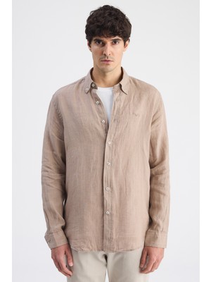 D'S Damat Ds Damat Comfort Vizon Çizgili Gömlek 6HC02HD45304M