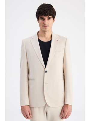 Twn Slim Fit Bej Armürlü Kumaş Ceket 6EC04BB01474M