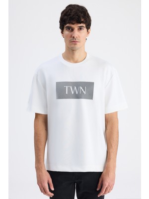 Twn Relaxed Fit Ekru Düz T-Shirt 6EC146171620M