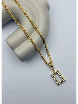 Biju Yılmaz 22K Altın Kaplama Taşlı Şık Çerçeve Gramlık Kolye - 26GRM04