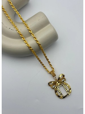 Biju Yılmaz 22K Altın Kaplama Şık Fiyonk Çerçeveli Gramlık Kolye - 26GRM12