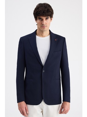 Twn Slim Fit Lacivert Armürlü Kumaş Ceket 6EC04BB01474M