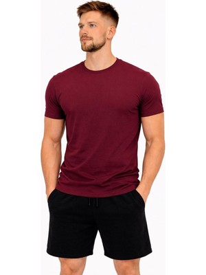 Axxel Erkek Bordo Pamuk Likralı Süprem Kısa KOLLU-T-SHIRT-D230