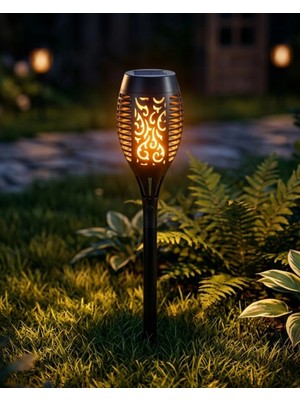 İlanib Ticaret Solar Alev Efektli Bahçe Lambası Otomatik Işık Sensörlü Suya Dayanıklı Dekoratif Aydınlatma