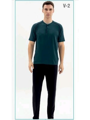 Kly Erkek Midi Yaka Bambu Pijama Takımı