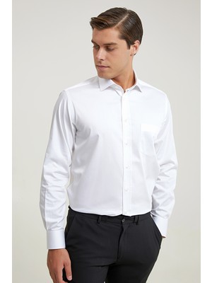D'S Damat Ds Damat Regular Fit Beyaz Düz Gömlek 6HE02DY05289M