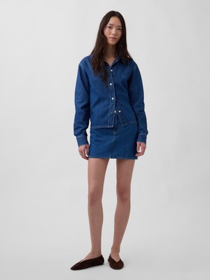 Gap Kadın Mavi Ultrasoft Denim Mini Etek