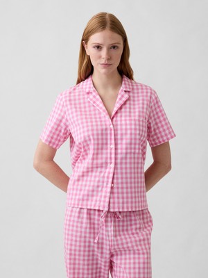 Gap Kadın Pembe Poplin Pijama Üstü