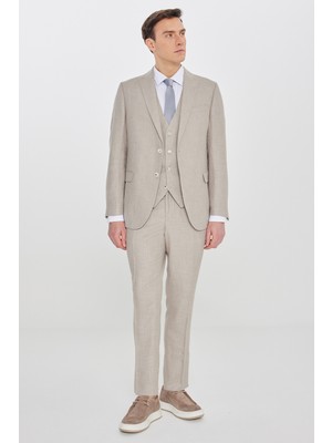 Altınyıldız Classics Slim Fit Dar Kesim Kırlangıç Yaka Kapak Cepli Çizgili Takım Elbise