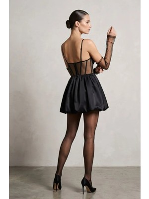 362 Fashion Butik Tül ve Korse Detaylı Mini Elbise