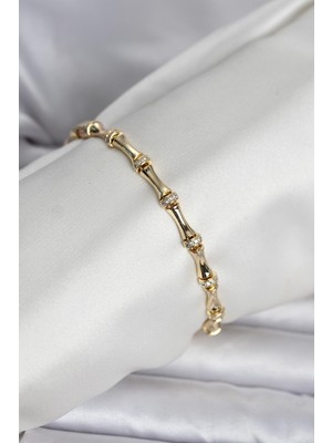 Pileli Store Pirinç Gold Renk Kemik Model Kadın Bileklik