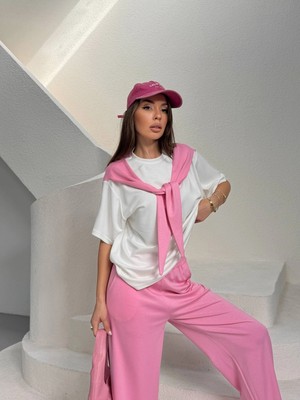 Minnoş Pembe Bağlama Detaylı Alt Üst Takım