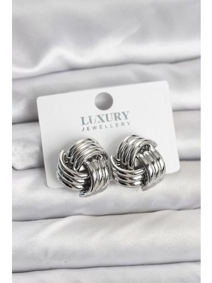 Uravas Store Pirinç Sarmal Gümüş Renk Kadın Küpe - TJ-BKP11347