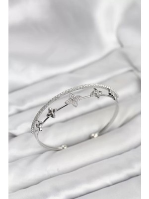 Uravas Store Pirinç Gümüş Renk Çiçek Model Kadın Bileklik - TJ-BB8254