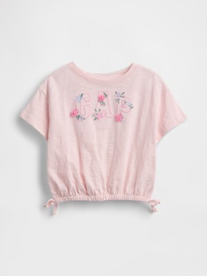 Gap Kız Bebek Pembe Organik Pamuk Logo Işlemeli T-Shirt