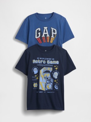 Gap Erkek Çocuk Lacivert Kids Grafik T-Shirt (2’li)