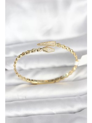 Uravas Store Yılan Model Pirinç Gold Renk Kadın Kelepçe Bileklik - TJ-BB8091